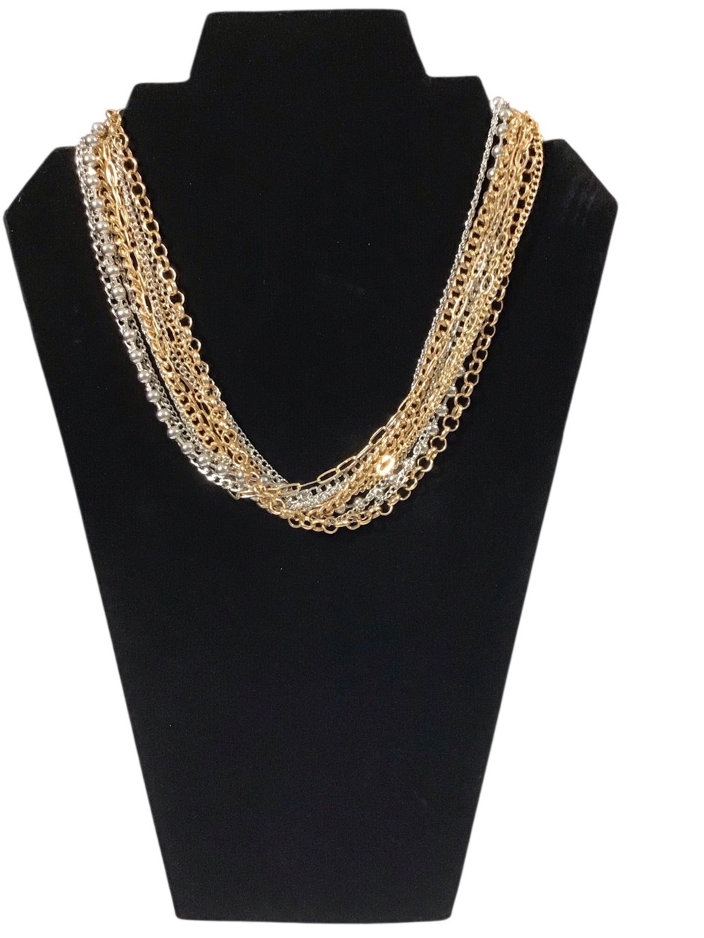 Multi Strand Chain Necklace Gold Silver Fashion Jewelry